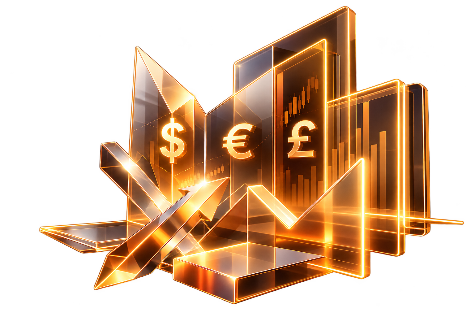 Glowing golden display panels with currency symbols, representing brighter brand impact